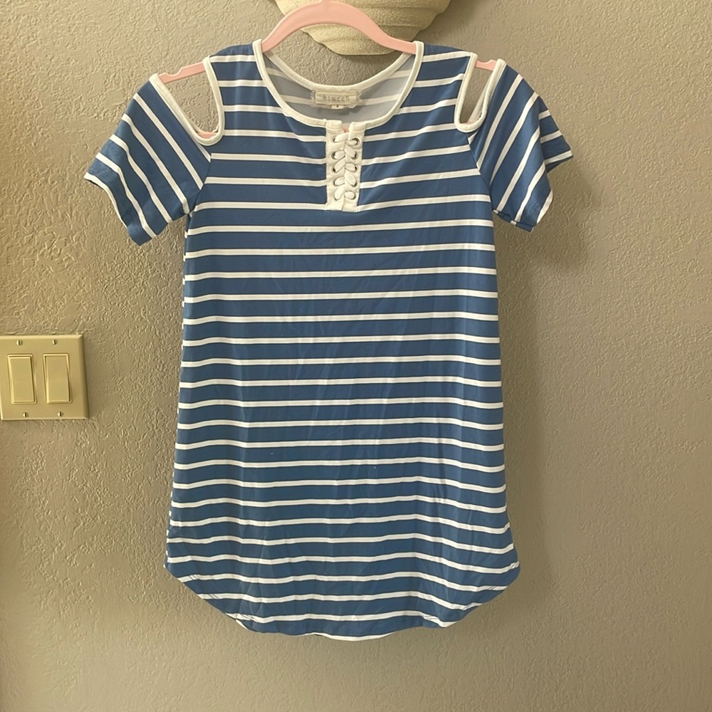 Girls Btween Blue Striped Dress